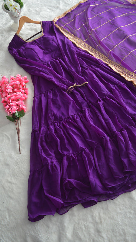 flair ruffle gown crafted from soft Faux Georgette and dupatta