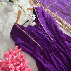 flair ruffle gown crafted from soft Faux Georgette and dupatta