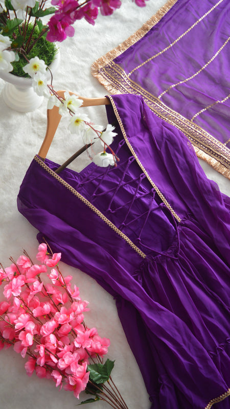 flair ruffle gown crafted from soft Faux Georgette and dupatta